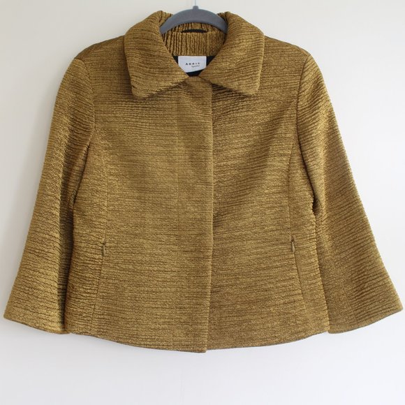 Akris punto blazer jacket‎ gold textured Sz 6 - Picture 2 of 11